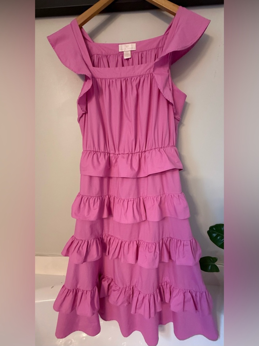 Rachel Parcell by Anthropologie Cotton Tiered Ruffle Midi Sundress Orchid Pink - Picture 4 of 11